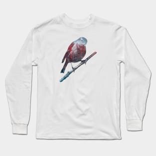 Bird on a Branch - Double Exposure Long Sleeve T-Shirt